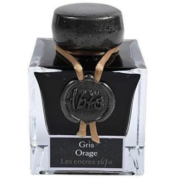Herbin 15009JT - Un flacon d'encre pailletée d'or 1670 pour stylo-plume, roller, plume de verre et porte-plume 50 ml, Gris orage