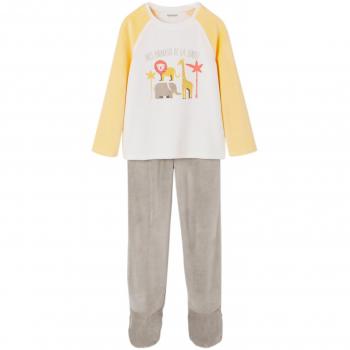 VERTBAUDET Pijama de terciopelo con pies niño Blanco Claro Liso Con Adorno 6A