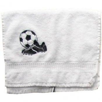 S.B.J Sportland 651-70140WFB - Toalla de baño, diseño de motivo de fútbol bordado, color blanco y negro