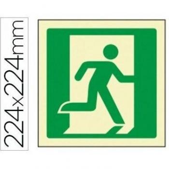 Pictograma syssa señal de salida de emergencia derecha en pvc fotoluminiscente 224x224 mm