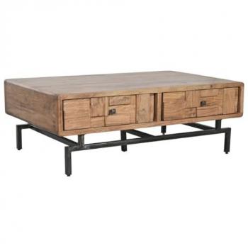 Mesa de Centro Home ESPRIT Natural de Madera de Acacia con Estructura Metálica 115 x 70 x 40 cm