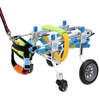 Pssopp Silla de Ruedas para Perros, Ajustable Silla de Ruedas para Mascotas 4 Ruedas Carrito para Perros Rehabilitación de Patas Delanteras y traseras para discapacitados Perro pequeño Perrito Gato