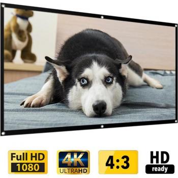 Pantalla de proyector HD 4:3 plegable de alta densidad, antiluz, suave, disponible en 60, 72, 84, 92, 100 y 120 pulgadas para oficina y exterior