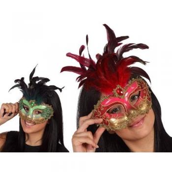 LIBROLANDIA 95837 B/PVC MASCHERA VENEZIANA C/PIUME 2 ASSORT ROS