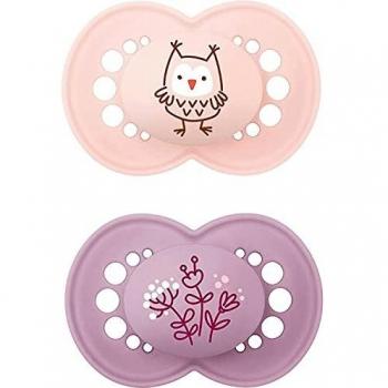 MAM Juego de 2 chupetes originales Elements para bebé simétrico y adaptado a la mandíbula, con caja para chupete, 6-16 meses mapache/zorro-Instrucciones en lengua extranjera