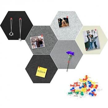 Tikea Tablones de anuncios - Tableros de mensajes Autoadhesivo Hexágono Tablero de presentación Grande para el aula hogar de la oficina, 30*26*7.5cm, Negro, Gris, Multicolor