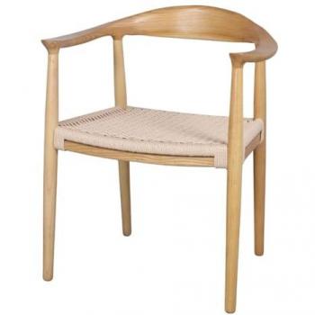Silla de Comedor de Madera con Reposabrazos y Asiento de Cuerda Serie Casia