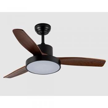 Ventilador DC Kavala 48W Negro con Aspas Reversibles en Roble, 112 cm, 6 Velocidades, Iluminación de 4078 lm y Temperaturas de Luz (3000-4000-