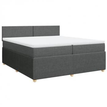 Cama box spring con colchón tela gris oscuro 200x200 cm