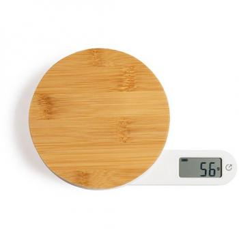 Báscula de cocina dynamo Livoo DOM466 - Plataforma de bambú - Sin pilas ni carga - Capacidad 5 kg - Precisión 1 g - Pantalla LCD