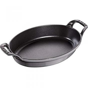 STAUB Fuente Ovalada apilable, Hierro Fundido, Gris Grafito, 24 cm