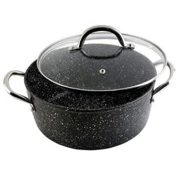 Cazuela Alta Wecook Granite 24 cm Inducción, Aluminio Forjado, Antiadherente Ecológico sin PFOA, Vitrocerámica, Negra