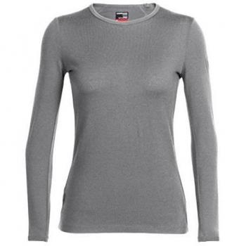 Icebreaker Shirt Unterhemd langarm Tech Top Long Sleeve Crewe - Top de manga larga de fitness para mujer, color gris, talla S