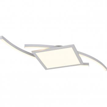 Plafón LED Tiaro de Lucande, angular, 42,5 cm, moderno, plateado, hecho de metal para salón y comedor