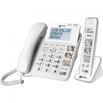 Teléfono Fijo Senior Inalámbrico con Teclas de Foto y Contestador Blanco