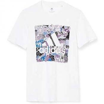 adidas Doodle Bos Camiseta de Manga Corta, Hombre, White, M