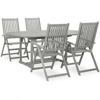 vidaXL 5 Piece Garden Dining Set Solid Acacia Wood Grey