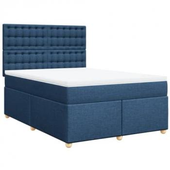 Cama box spring con colchón de tela azul 140x200 cm