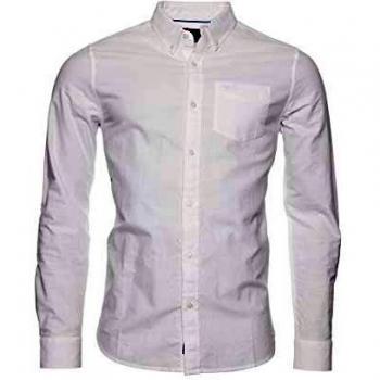 Superdry - Camisa de manga larga para hombre Blanco Óptica 3XL