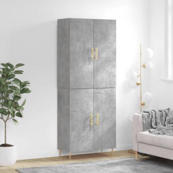 Aparador alto de madera contrachapada gris hormigón 69,5x34x180 cm