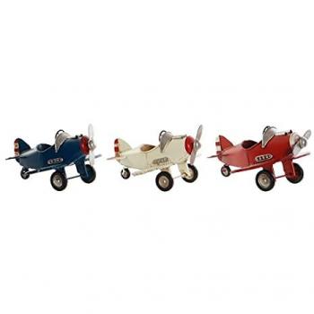 Vehículo Decorativo Avioneta Vintage DKD Home Decor 17,5 x 18 x 10 cm (3 Unidades)
