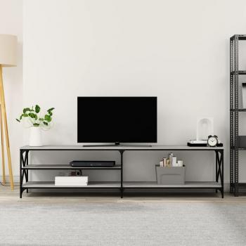 Mueble TV de metal y madera contrachapada gris Sonoma 200x40x50 cm
