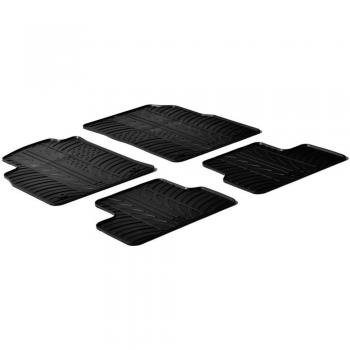 Rubber Car Mats GL 0086 Alfombrillas de Goma para Coche con Clips de Montaje T Perfil, 4 Piezas