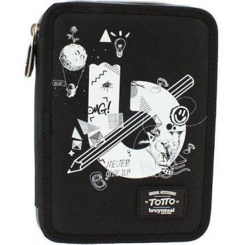Plumier Totto Telesp escolar dos cremalleras de color negro