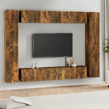 Set de Muebles para TV 10 Piezas en Madera Contrachapada de Roble Ahumado