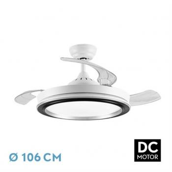 Ventilador de Techo DC Picolo 72W 6226lm Blanco/Negro con 3 Aspas, Desplazamiento 106d, Temperatura de Color 3000-4000-6500k, Control