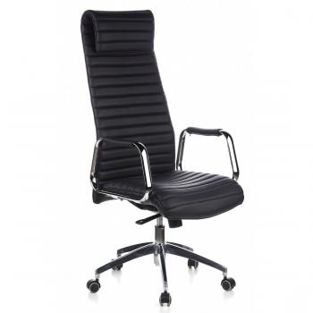 hjh OFFICE 600900 Silla de Oficina giratoria ASPERA 20 Cuero Negro, Sillón Alta Gama, Silla de Respaldo Alto