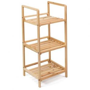 Estantería Organizador Multiusos de Madera y Bambú con 3 Baldas - Ideal para Entrada, Pasillo y Baño