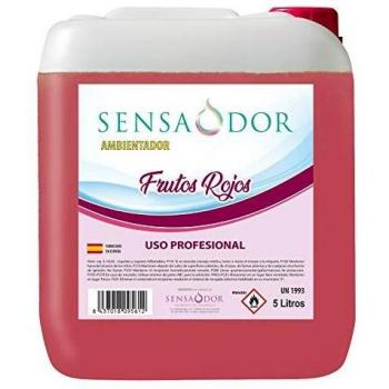 Ambientador Frutos Rojos SENSAODOR, 5 Litros, Rojo, Garrafa, Profesional, Empresas, Negocio, Limpieza, Neutralizador, Quitaolor, Buen olor, Aromatizador