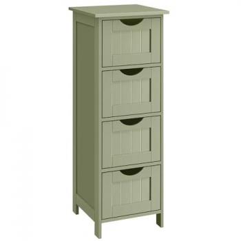 Armario de Almacenamiento para Baño con 4 Cajones, 30 x 30 x 82 cm, Color Verde Laurel