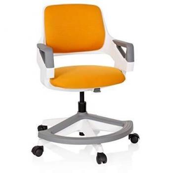 Silla de oficina para niños KID FLEX - Giratoria, con brazos, tejido naranja, ergonómica y ajustable