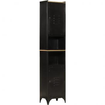 Mueble de baño 40x27x180 cm en hierro y madera maciza de mango, color negro
