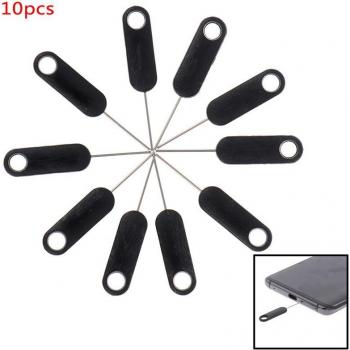 Bandeja Universal para Tarjeta SIM con Pin de Expulsión, 10 Unidades, Eyectores para Smartphones y Tabletas, Color Negro