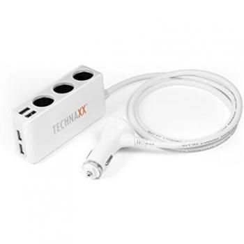 Cargador de Coche con 4 Puertos USB (2x 1A, 2x 2.4A) y 3 Tomas de Encendedor TE11