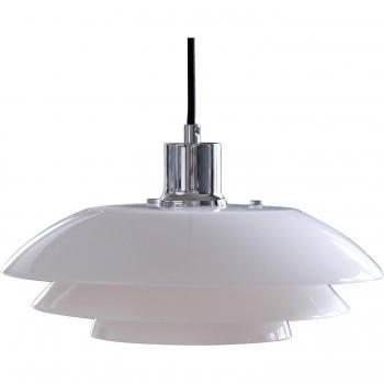 Dyberg Larsen DL31 Lámpara colgante de vidrio cromo con pantalla de domo y brazos múltiples en ópalo