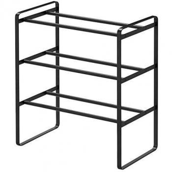 Estante de zapatos extensible 3 niveles negro minimalista 41-70 cm Yamazaki