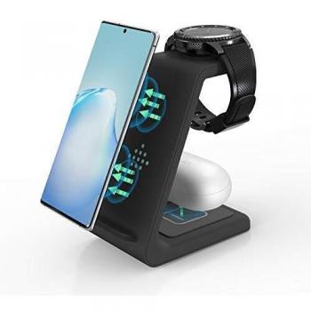ZHIKE Cargador inalámbrico, 3 en 1 10W de Carga rápida Certificado por Qi, Compatible con iPhone 11 Series/XS/XR/X / 7/8 Plus, Huawei, Samsung S10 / S10 +, Airpods, Galaxy Watch y Buds