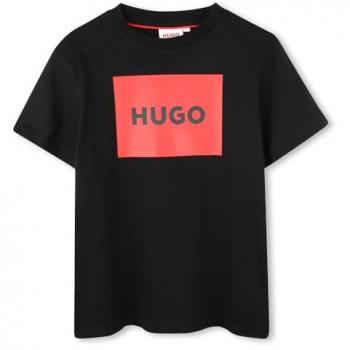 Hugo Camiseta De Manga Corta G00144 - Camiseta de niño 100% algodón con logo encuadrado