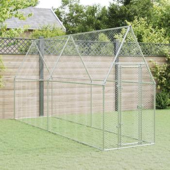 Jaula para gallinas de acero galvanizado plateado 400x100x190 cm