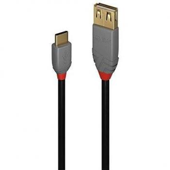 Lindy 36897 - Cable USB 0,15m USB 2.0 USB A a USB C Negro/Gris