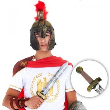 Espada Medieval plateada de 50 cm con efecto envejecido