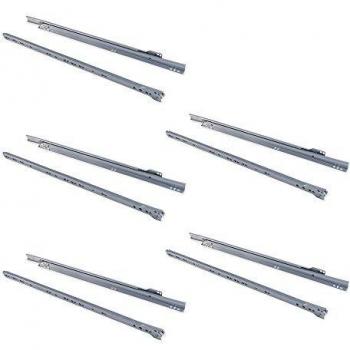 EMUCA - Guías correderas para cajones 600mm con extracción Parcial Color Gris Metalizado, Lote de 5 guías para cajones