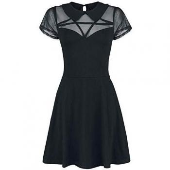 Heartless Hex Wednesday Mujer Vestido Corto Negro L, 95% algodón, 5% elastán,
