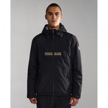 Napapijri Black Zip-Up Hooded Bomber Jacket for Men, Size: S