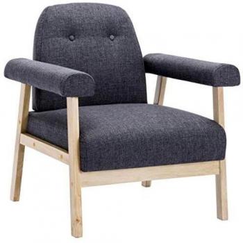 vidaXL Sillón Tela Gris Oscuro Silla Asiento Taburete Banco Mueble Banquillo