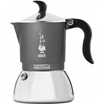 Cafetera Moka de Inducción Bialetti Fiammetta - Aluminio y Acero de Alta Calidad, 2 y 4 Tazas, Colores Rojo, Negro y Gris